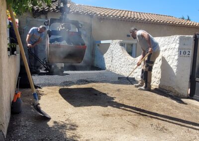 Réfection complète de l'enrobé, bitume, trottoir